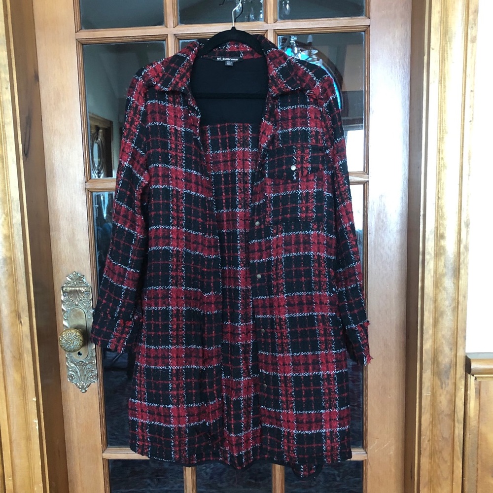 Zara Plaid Tweed Shirt Jacket